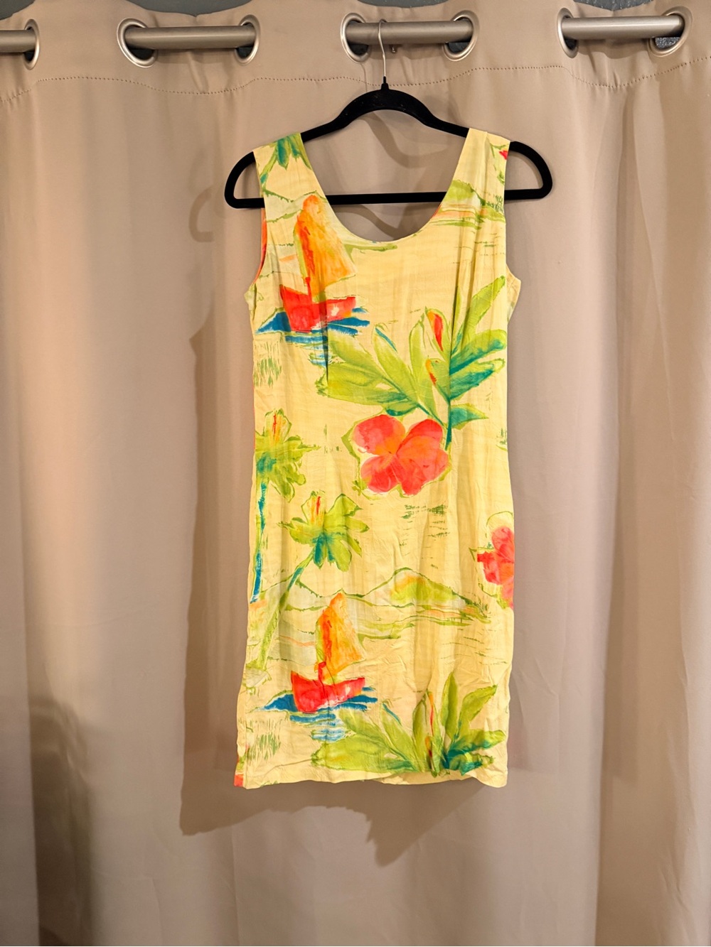 James World  Yellow Tropical Floral Shift Dress